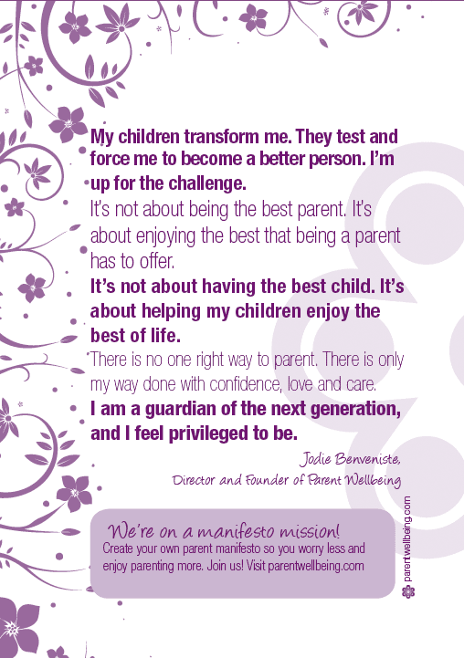 Jodie Benveniste: Parent Wellbeing Manifesto